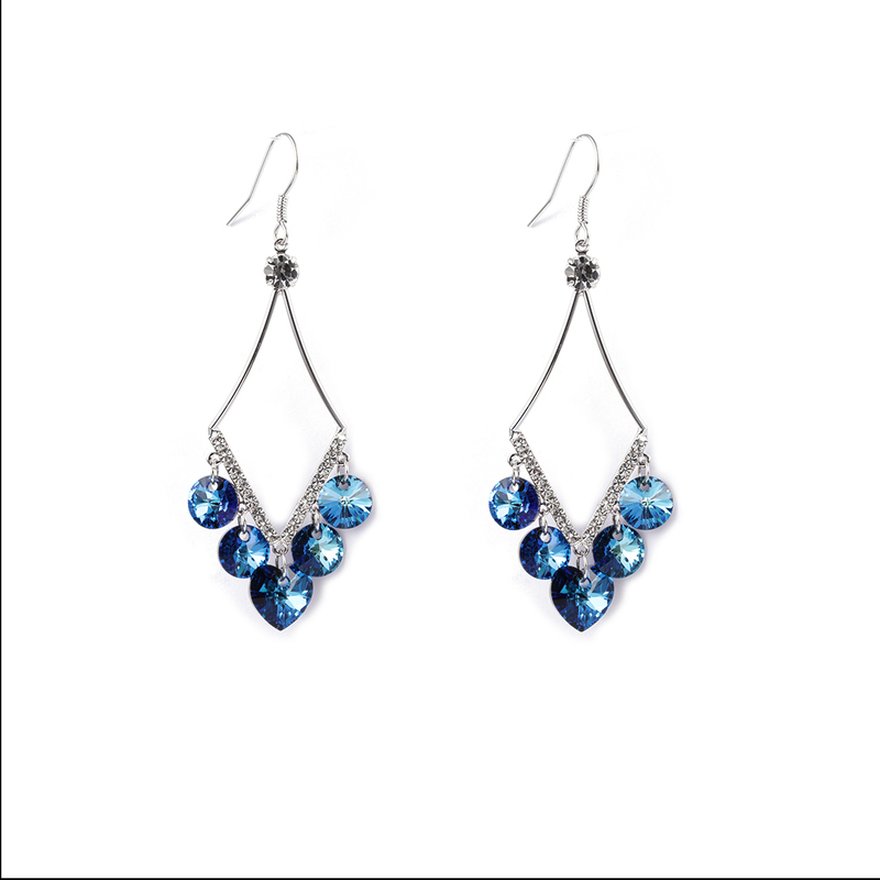 Blue Rhinestone Drop Earrings 