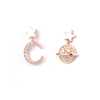 In-stock Rose Gold Plated Stars And Moon Cz Earrings