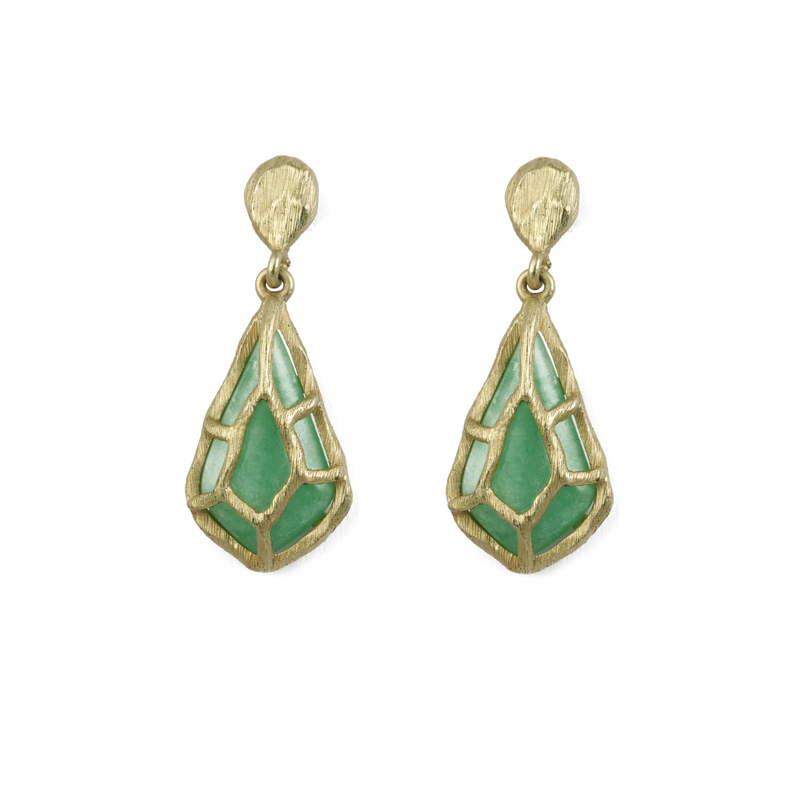 Semi-precious Stone Brushed Suface Earrings 