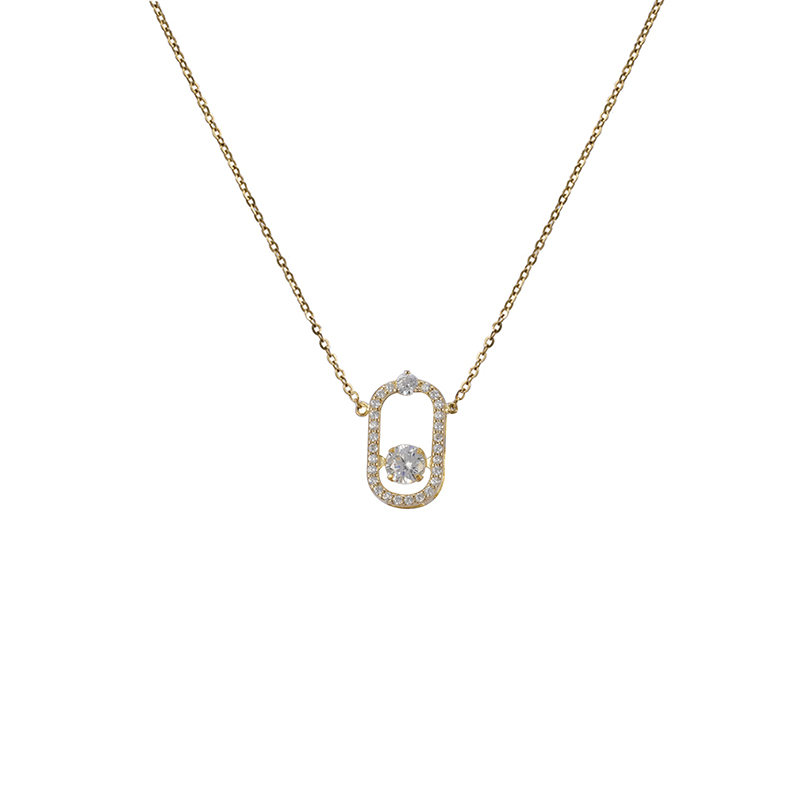 Cz Oval Charm Necklace