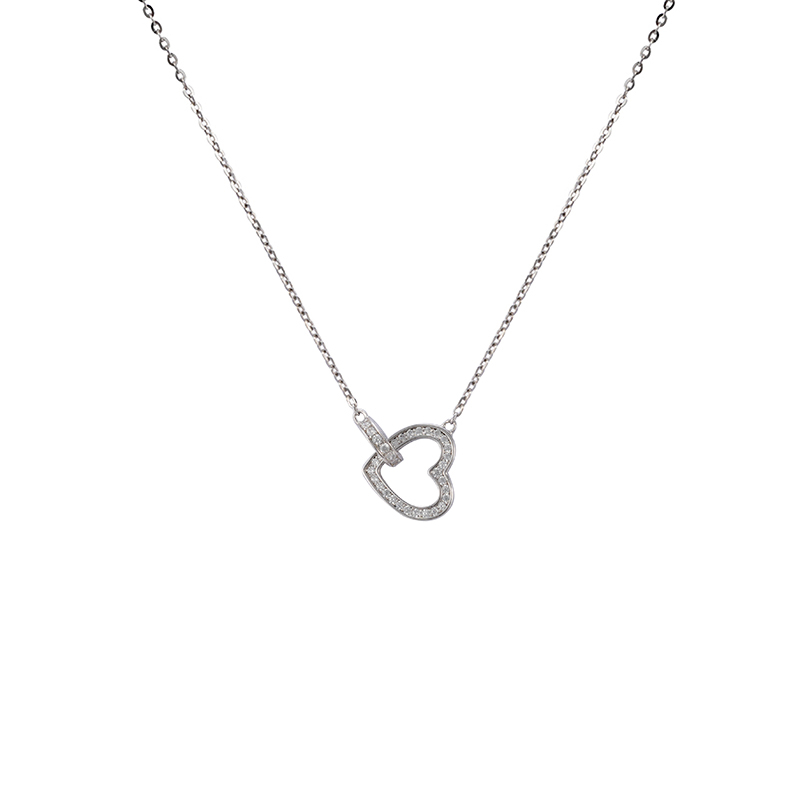 Zirconia Heart Pendant Necklace in Stock 