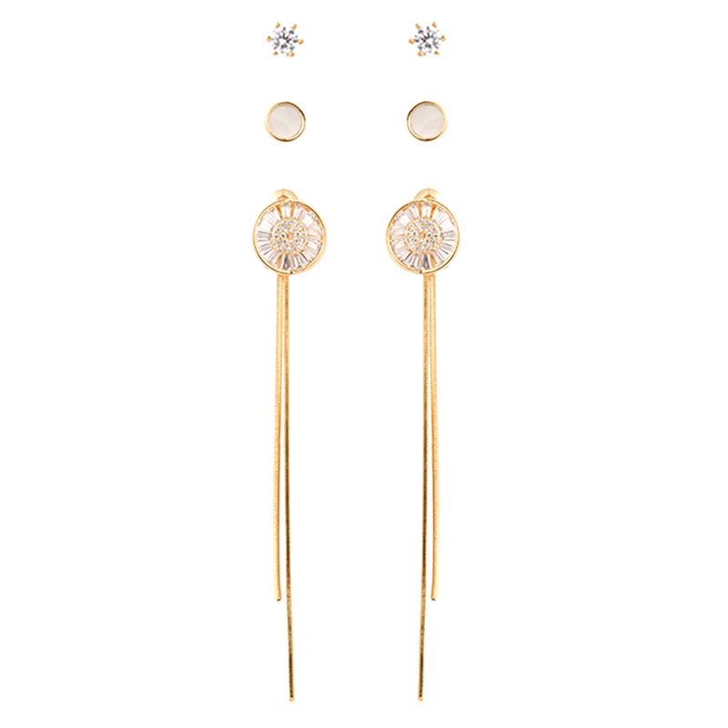 In-stock 3-pair Suits Cz Earrings$3.3~3.8