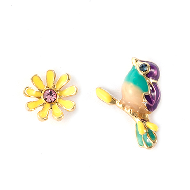 Multi-color Flower And Bird Enamel Earrings$1.1~1.6