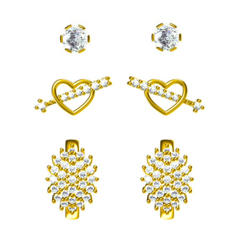 In-stock 3-pair Suits Cz Earrings$2.27~2.7