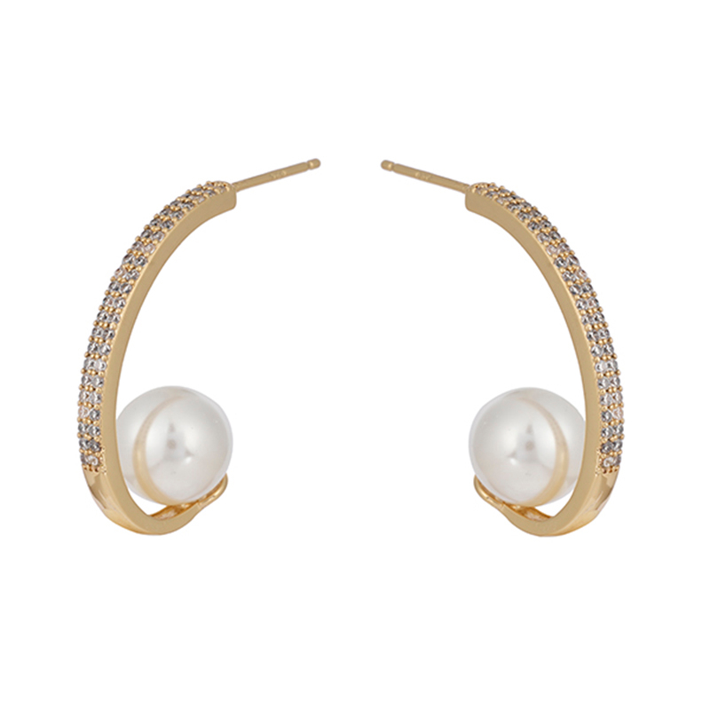 Cz Pearl Decor Hoop Earrings $2.13-2.54