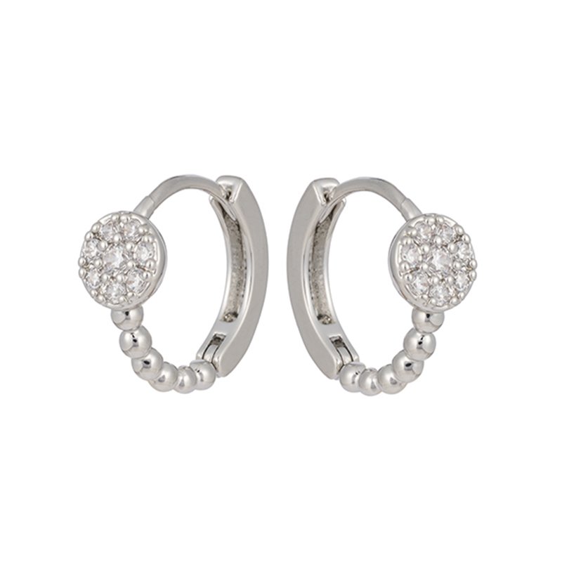 Zirconia Hoop Earrings 2 Colors Plated $1.5-2.0