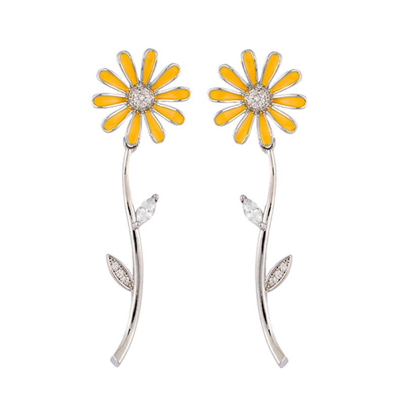 In-stock Enamel Sunflower Multi-color Earrings$2.4~2.9