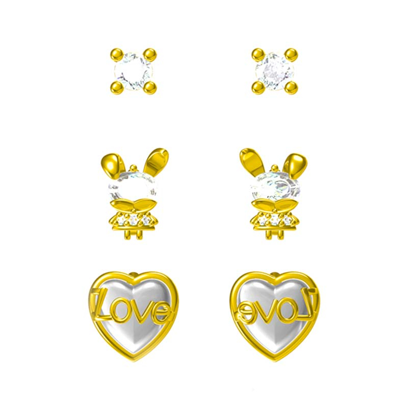 In-stock 3-pair Suits Cz Earrings$2.07~2.5