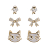 Multi-piece Set Cat And Fish Cz Earrings$2.13~2.6