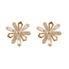 Gold Flower Cubic Zirconia Earrings