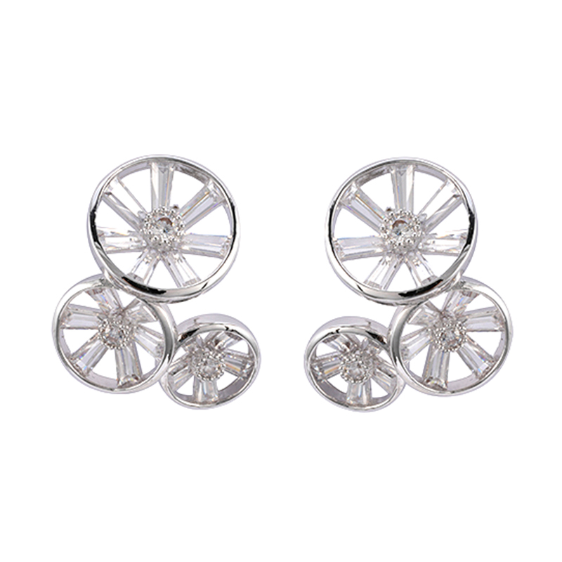 In-stock carriage wheel cubic zirconia earring