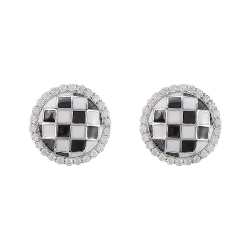 Circular Checkerboard Earrings