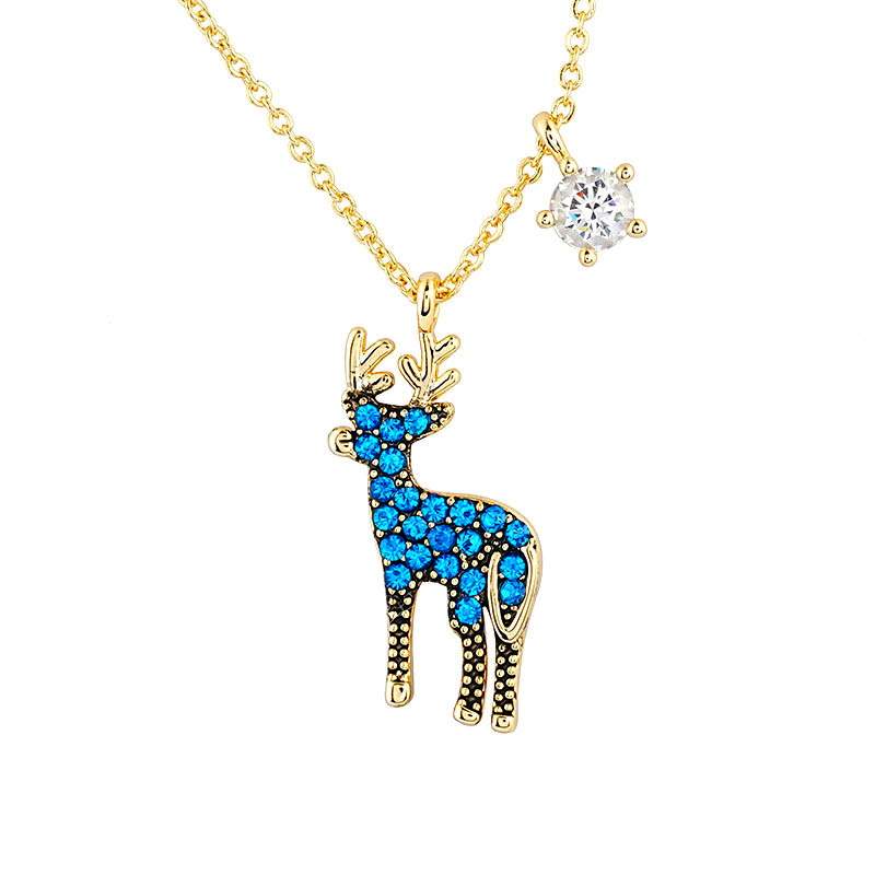 Colored Stone Deer Pendant Necklace In-stock $1.8-$2.4
