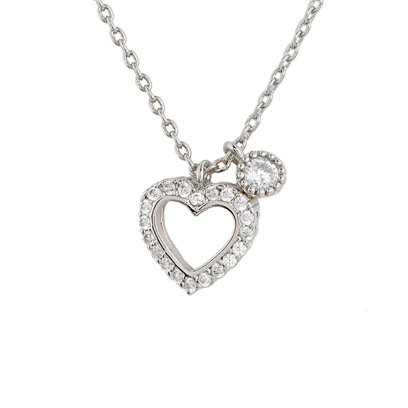 Cubic Zirconia Heart Pendant Necklace in Stock