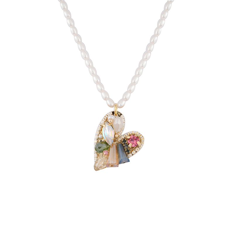 Heart Shaped Charm Pearl Necklace Multicolour $3.0-$3.8