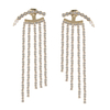 In-stock simple tassel earring with cz chain $3.3-0-$3.9