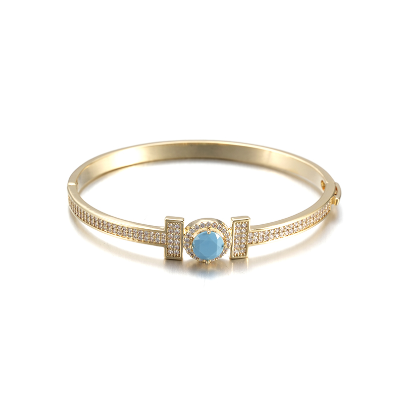 Fashion styles closed H Bangle with gemstone $5.0-$5.9