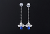 Blue Gemstone Long Flower Stud Earrings ETB052