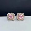 Square Bling Pink Drill Stud Earrings ETB021