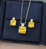 Yellow Crystal Gemstone Pendant Necklace and Earrings Set STB013