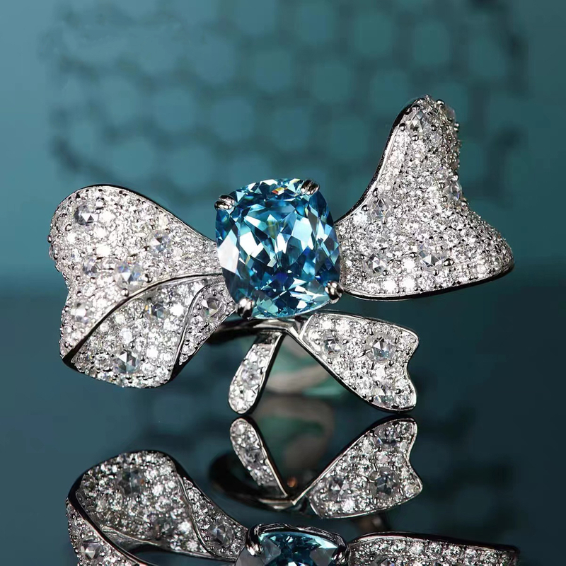 Bowknot Blue Gemstone Ring RTB106
