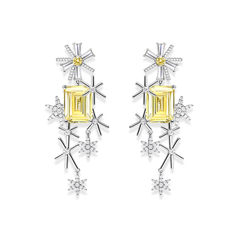 Super Flash Zircon Snowflake Drop Earrings ETB039