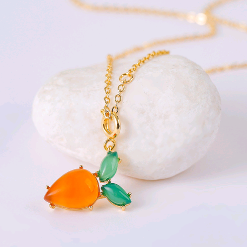 Ruby Pendant Butterfly Inset Drill Long Necklace NTB085