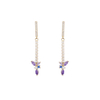 Elegant Purple Orchid CZ Earrings 14k Gold Plated