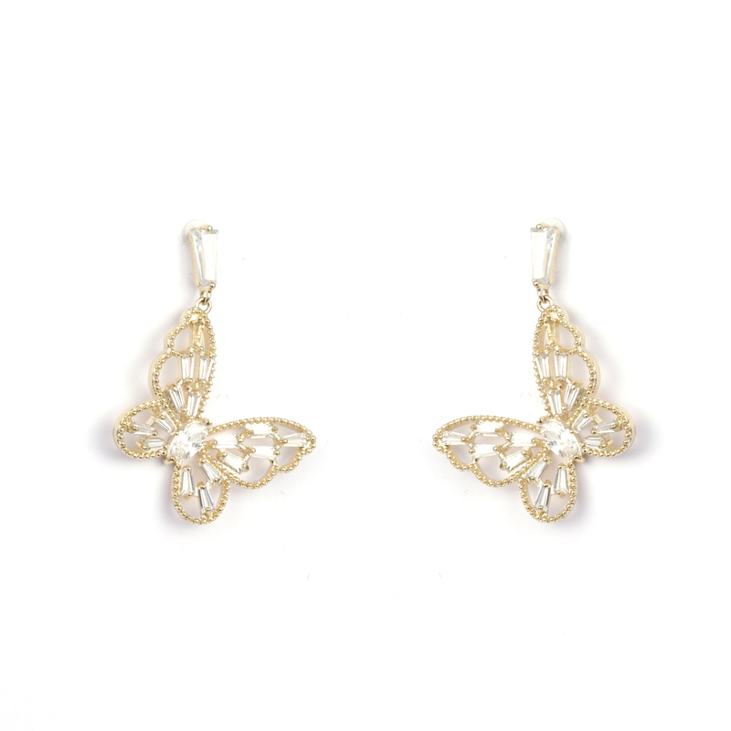 Golden Butterflyy Colored Stone Earrings