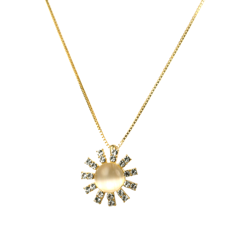 Cubic Zirconia Sun Pendant Necklace