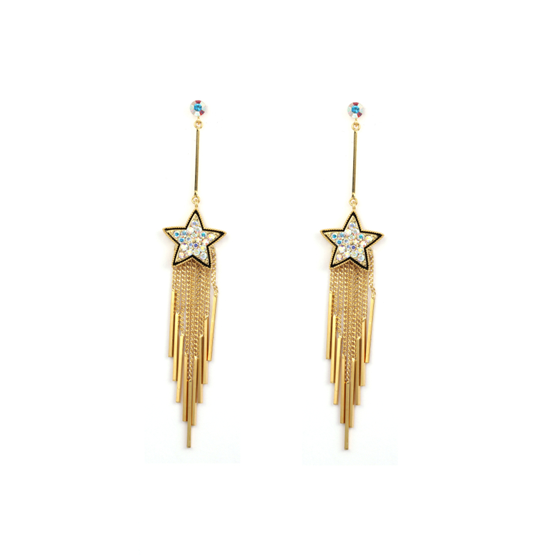 Rhinestone Tassel Earrings 