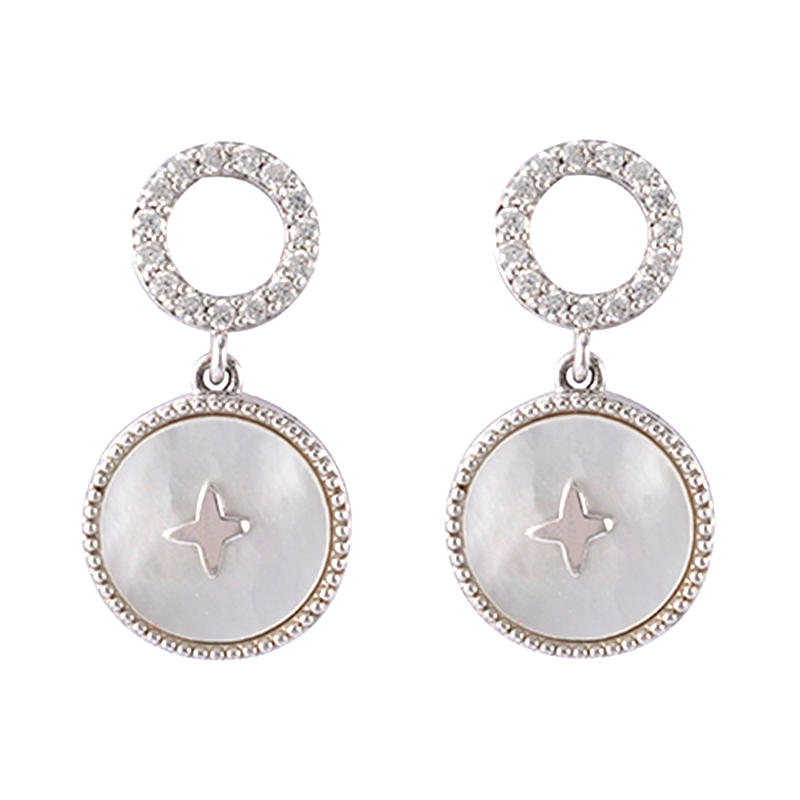 in-stock double round cubic zirconia earring