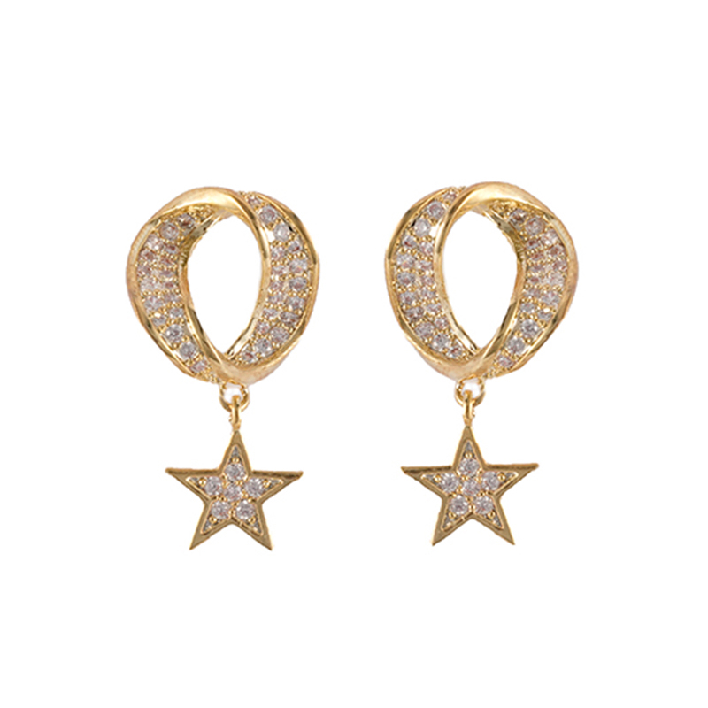 Gold Plated Stars Drop Earrings