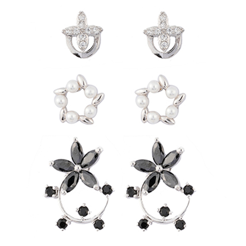 In-stock 3-pair Suits Cz Earrings$2.6~3.1