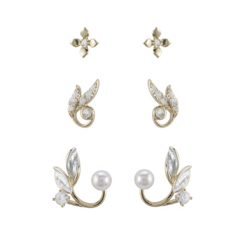 In-stock 3-pair Suits Cz Earrings$2.07~2.5
