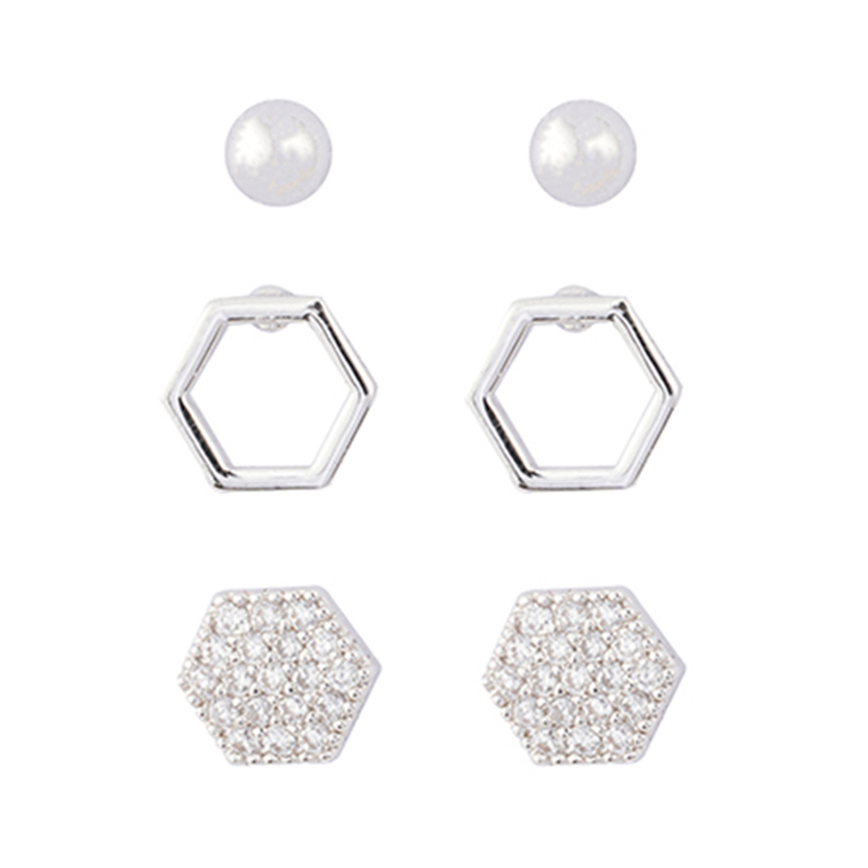 In-stock 3-pair Suits Cz Earrings$1.8~2.3