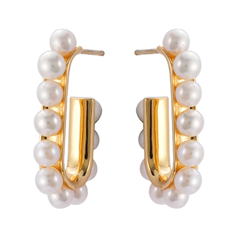 Hoop Earrings Faux Pearl Decor $3.19-3.69