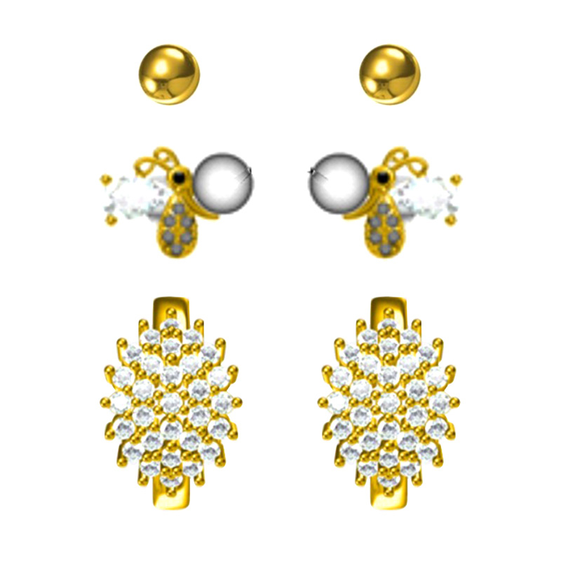 In-stock 3-pair Suits Cz Earrings$2.7~3.2