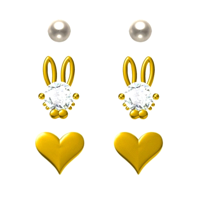 In-stock 3-pair Suits Cz Earrings$1.81~2.3