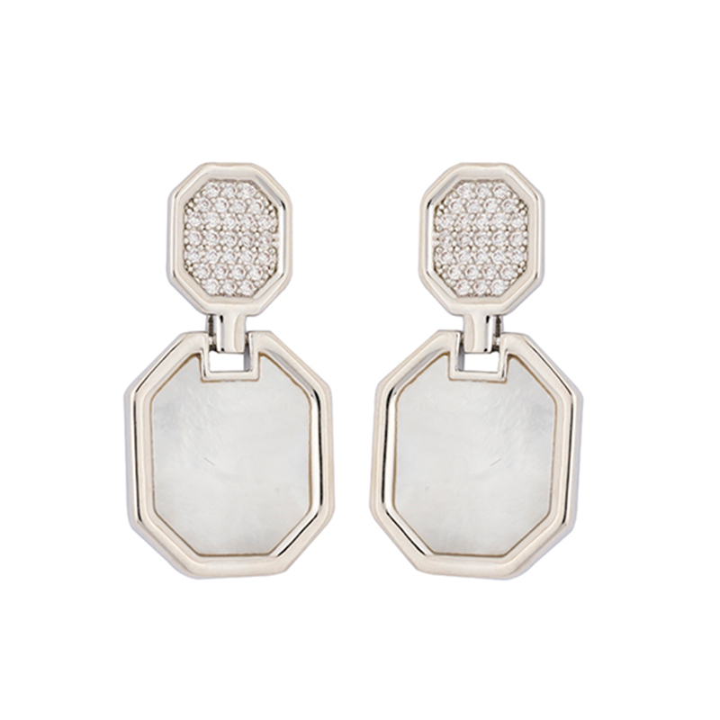 In-stock Hexagonalmother Shell Earrings