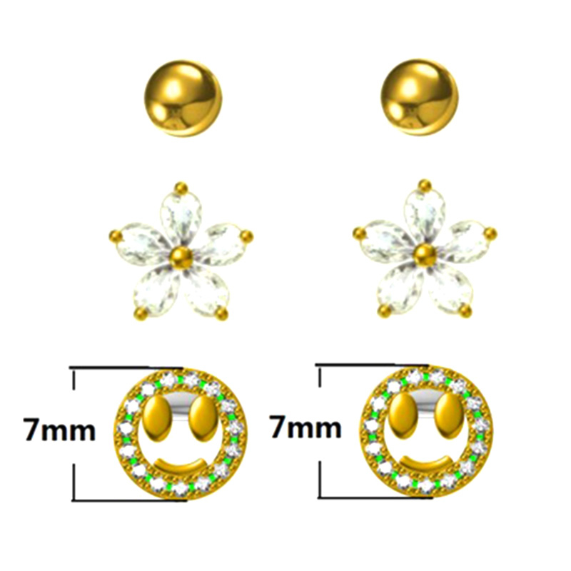 In-stock 3-pair Suits Cz Earrings$2.28~2.7