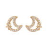 Moon Stud Earrings Cubic Zirconia Decor