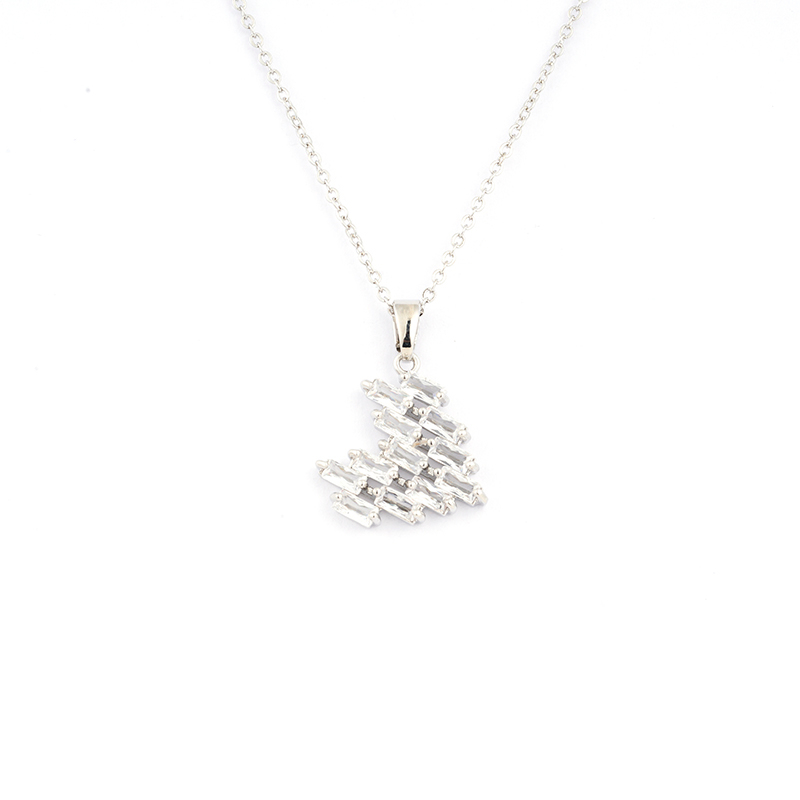 Cubic Zircon Heart Charm Necklace