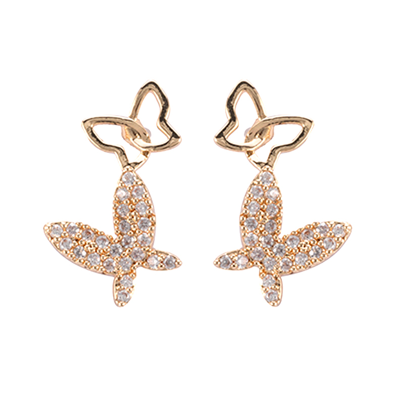 In-stock butterfly love flower cubic zirconia earring