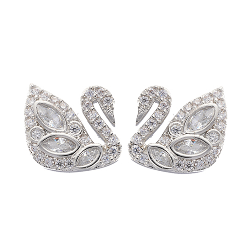 In-stock Cubic Zirconia Swan Shaped Earrings