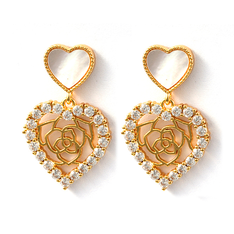  In-stock Mother Shell Cz Earrings