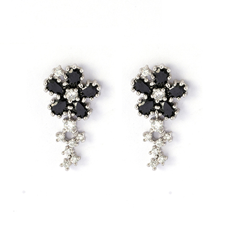 Fashion Earrings Black And White Zirconia