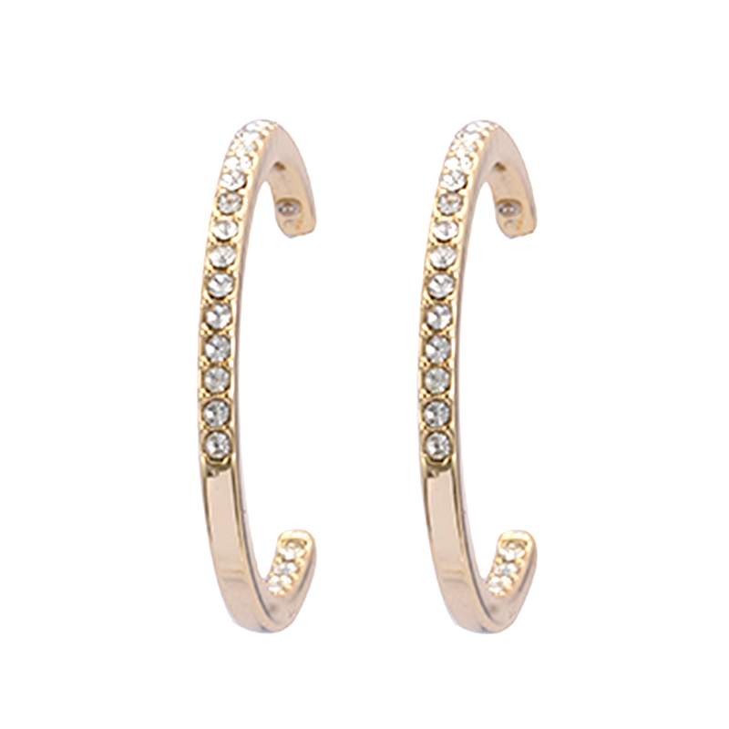 In-stock C shape round cubic zirconia earring