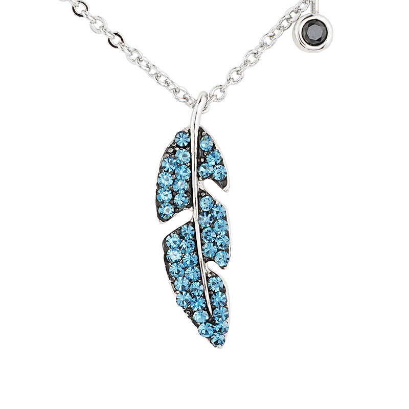  Feather Pendant Necklace Blue Cubic Zircon $2.0-$2.5