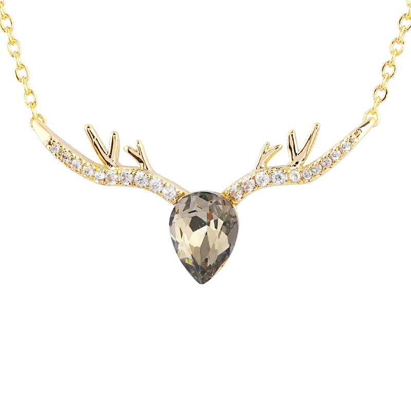 Blue Rhinestone Antler Necklace